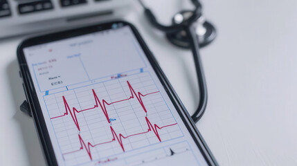 Portable EKG monitor connected to a smartphone, health tech, mobile cardiac care