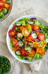 Fresh Salad With Tomatoes, Cucumbers, and Jalapenos