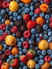 Colorful assortment of fruits and berries for healthy snacking.