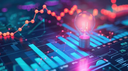 Financial chart illustrating recovery driven by innovation and resilience, with a sleek, contemporary design