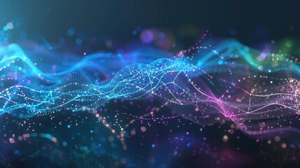 Obraz premium Abstract Digital Wave with Glowing Particles
