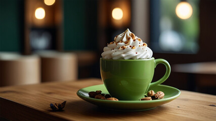 Green tea blended with whipped cream