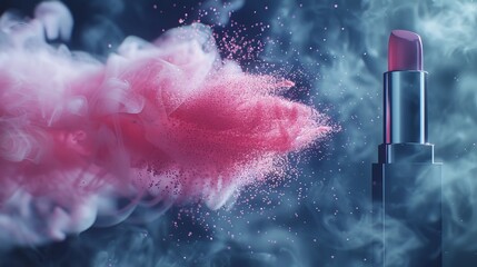 Lipstick smudges on white background, beauty strokes design for makeup banner with space for text