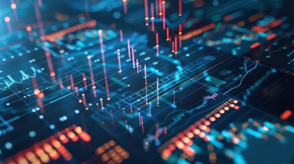 Obraz premium Graph showcasing economic trends and thorough analysis, with modern, datafocused design elements