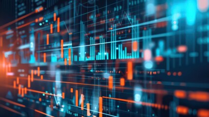 Obraz premium Graph showcasing economic trends and thorough analysis, with modern, datafocused design elements