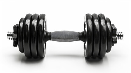 Fototapeta premium Black dumbbell isolated on white background with clipping path