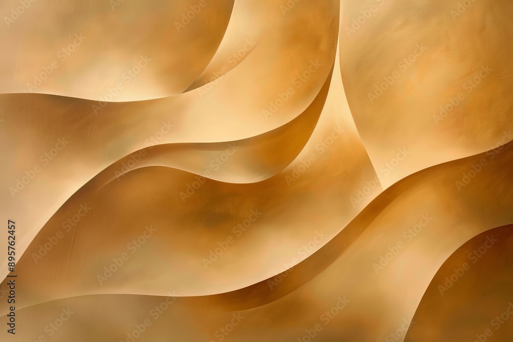 Aufkleber This abstract painting features smooth, flowing waves in soft golden shades, creating a serene and harmonious visual effect that evokes feelings of calm and tranquility.