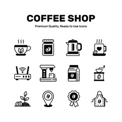 Check out this creative coffee shop icons set in editable style