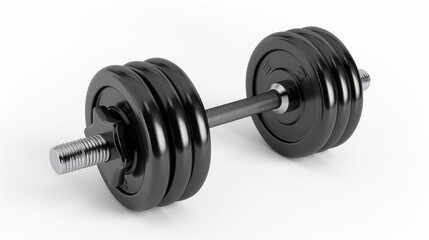 Naklejka premium Black dumbbell isolated on white background with clipping path