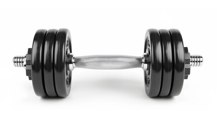 Fototapeta premium Black dumbbell isolated on white background with clipping path