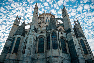 Architectural details of the Bourges Cathedral is dedicated to Saint Stephen. The cathedral is one...