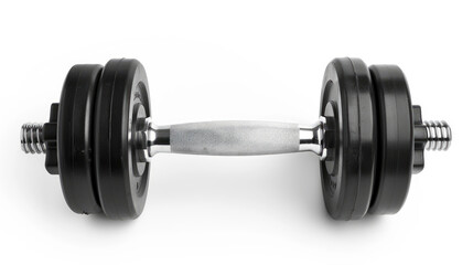 Fototapeta premium Black dumbbell isolated on white background with clipping path