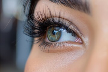 Obraz premium Close up of eye with eyelash extensions ,beauty salon treatment