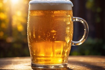 beer, glasses of beer, steamed glasses with lush foam of an amber drink, oktober fest concept 