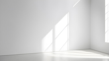 Fototapeta premium White empty room with window and sunlight.