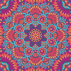 Abstract Mandala vintage indian textile ethnic seamless pattern ornamental. Arabesque surface design