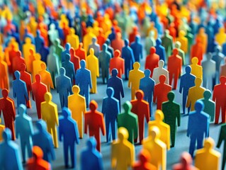 Fototapeta premium A close-up view of a large group of colorful paper cutout figures standing together