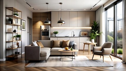 A Modern Apartment with a Minimalist Aesthetic and a Serene Atmosphere