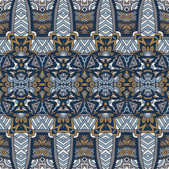 Vector seamless pattern Ethnic natural muted color print ornamental design. Bohemian style background vintage