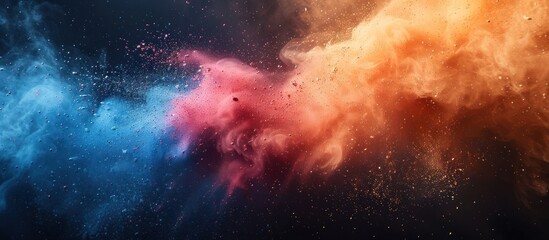 Fototapeta premium Abstract Colorful Explosion of Powder on Black Background
