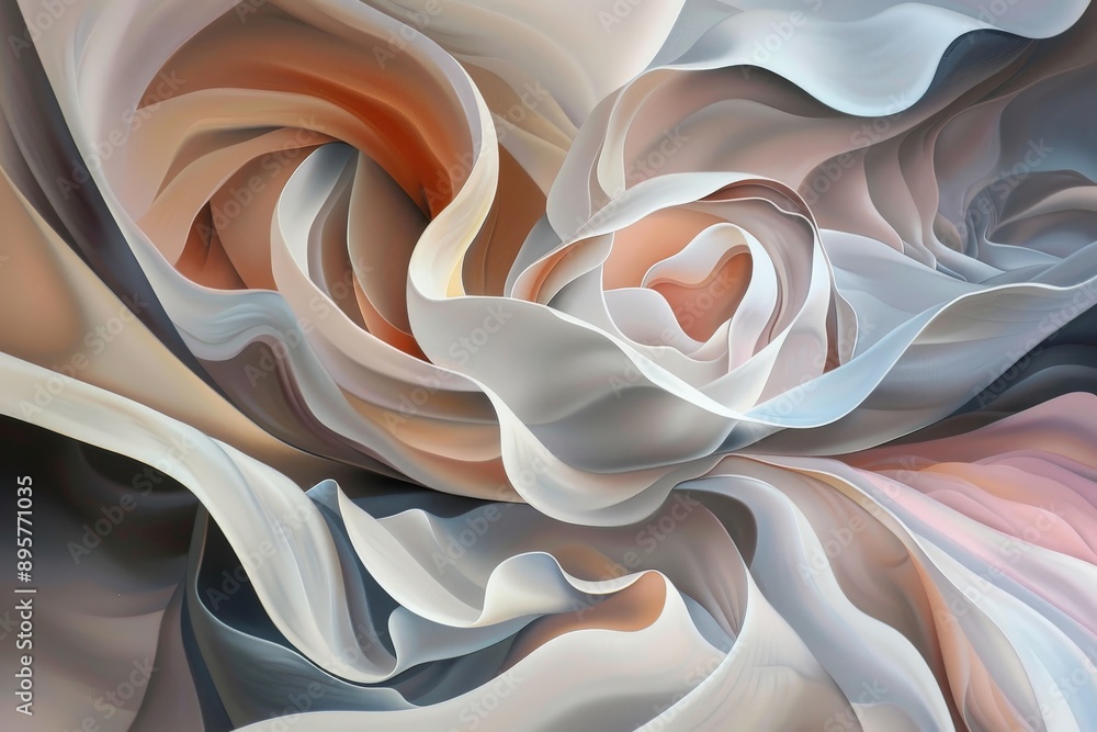 Aufkleber a serene and elegant abstract image with soft, flowing shades of white, pink, and gray creating deli