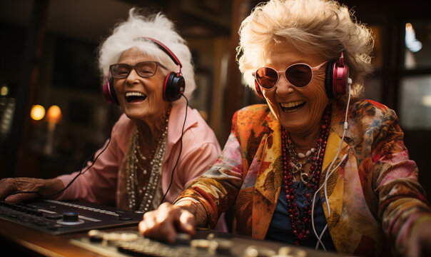 Rentnerspa&szlig; in der Seniorendisco - Damen legen als DJ auf - DJ-Set mit Senioren