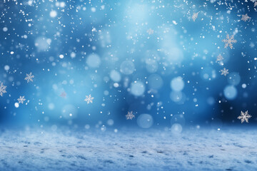 Obraz premium winter background with falling snow and bokeh. christmas background
