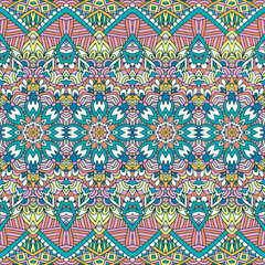 Vector seamless pattern Ethnic natural muted color print ornamental design. Bohemian style background vintage