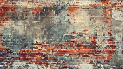 Obraz premium Vintage Panoramic Red Brick Wall Background with Copy Space.