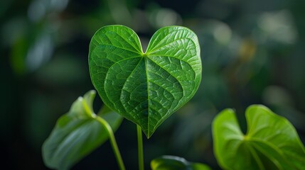 Detailed view of a rare Anthurium with its bullate leaf texture
