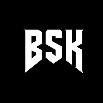 BSK letter logo design for technology company. BSK logo design black and white color combination. BSK logo, BSK vector, BSK design, BSK icon, BSK alphabet. BSK typography logo design.