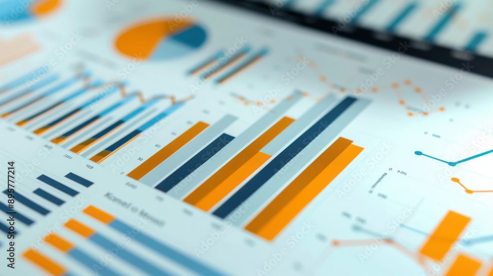 Poster annual financial report for 2025 with charts illustrating company progress and growth by year. data-