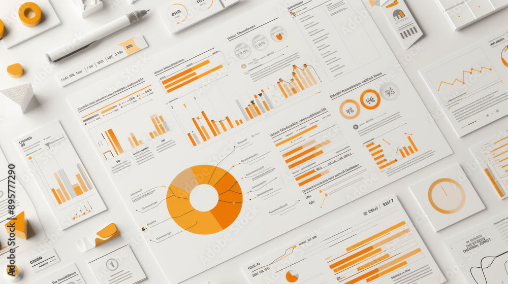 Poster annual financial report for 2025 with charts illustrating company progress and growth by year. data-