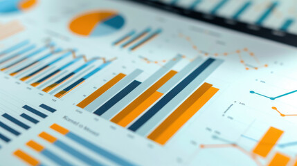 Annual financial report for 2025 with charts illustrating company progress and growth by year. Data-driven insights and statistics.