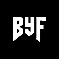 Obraz premium BYF letter logo design for technology company. BYF logo design black and white color combination. BYF logo, BYF vector, BYF design, BYF icon, BYF alphabet. BYF typography logo design.