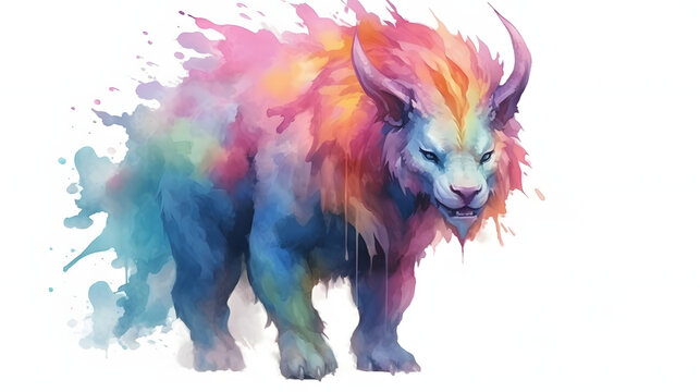 Chimera fantasy watercolor style