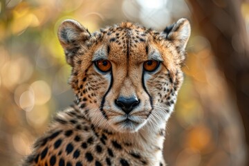 Close-up portrait of a majestic cheetah in the wild.