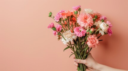 A Hand Holding Flower Bouquet