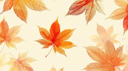 autumn leaves seamless fully customizable pattern swatch vector scalable light beige background --chaos 40 --ar 16:9 --style raw --stylize 250 Job ID: 662e633d-6626-4a2e-b8ed-f14f929cca44