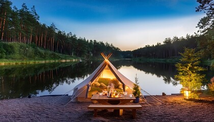 Glamping: luxury outdoor experience.