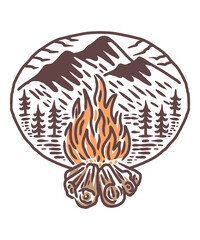 mountain camp illustration design