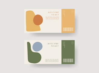 Event ticket template set. Ticket mockup. Vector template illustration.