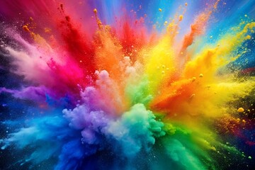 Color powder splash rainbow background paint holi smoke colour abstract. Powder color splash explosion dust ink burst splatter white texture isolated black spray party blue wallpaper cloud pink stain