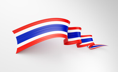 3d Flag Of Thailand 3d Shiny Waving Twisted Ribbon Flag On White Background 3d Illustration