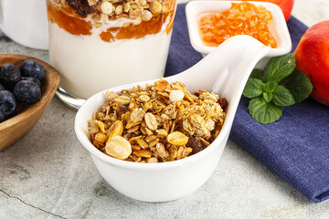 Granola museli cereal for breakfast