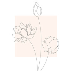 Water Lily One Line Drawing, Home Decoration, Wall decor, Water Lily Printable Original Drawing, Best Gift For Beloved, Modern Flower Decor