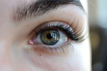 Obraz premium Close up of eye with eyelash extensions ,beauty salon treatment