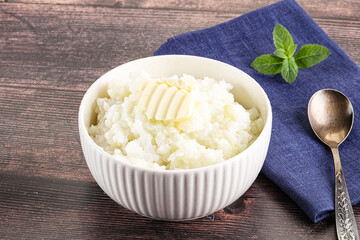 Homemade rice porridge with butter
