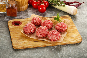 Raw beef meatball minced meat