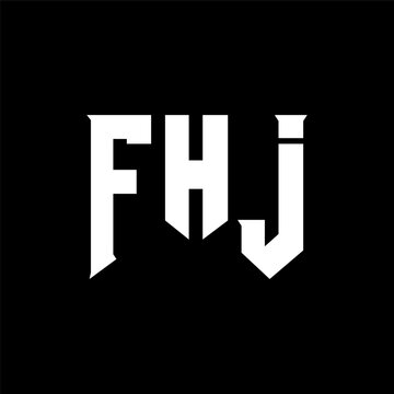 FHJ letter logo design for technology company. FHJ logo design black and white color combination. FHJ logo, FHJ vector, FHJ design, FHJ icon, FHJ alphabet. FHJ typography logo design.